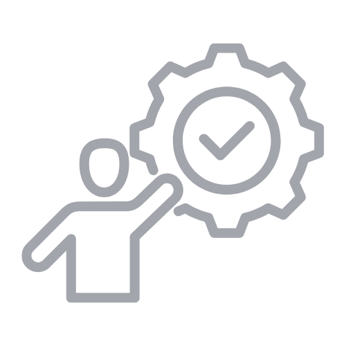 Person with cog wheel icon